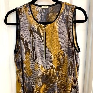L’Agence python metallic print tunic leather trim